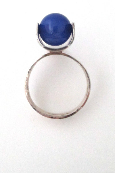 Kultaseppa Salovaara Finland vintage Scandinavian Modernist silver & blue sphere ring