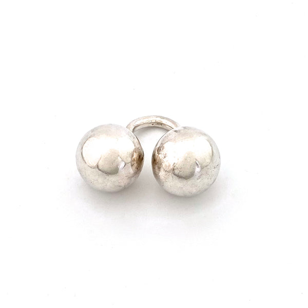 large vintage silver double sphere ring