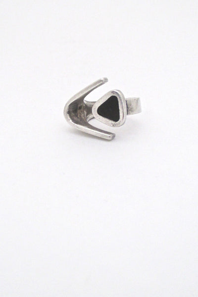 Puig Doria silver & ebony open ring