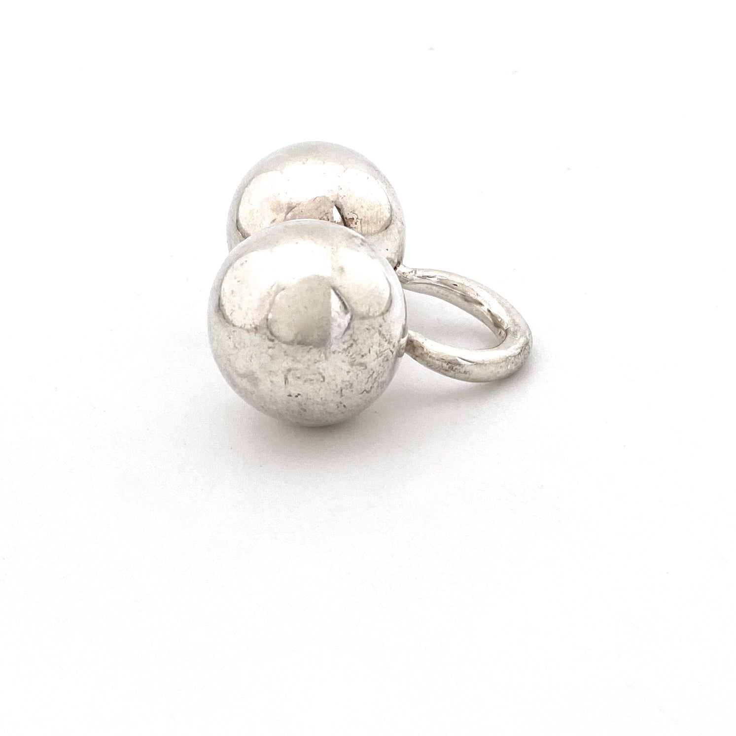 profile vintage silver large spheres ring Modernist jewelry design
