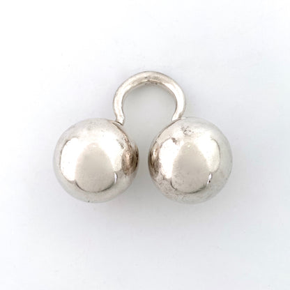 large vintage silver double sphere ring