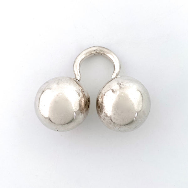 large vintage silver double sphere ring