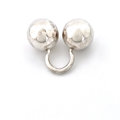 large vintage silver double sphere ring
