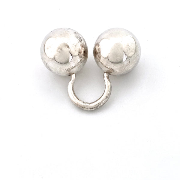 large vintage silver double sphere ring