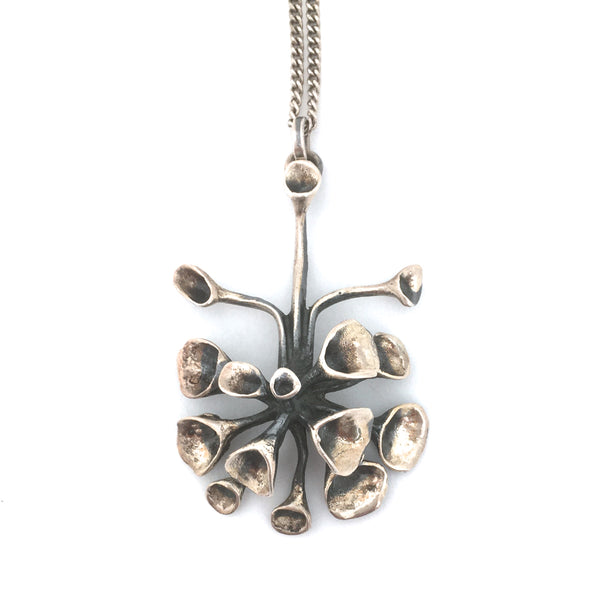 Hannu Ikonen vintage silver 'reindeer moss' pendant necklace