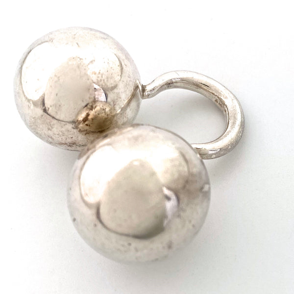 large vintage silver double sphere ring