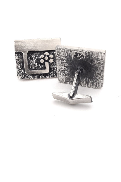 Guy Vidal Canada large brutalist pewter vintage cufflinks
