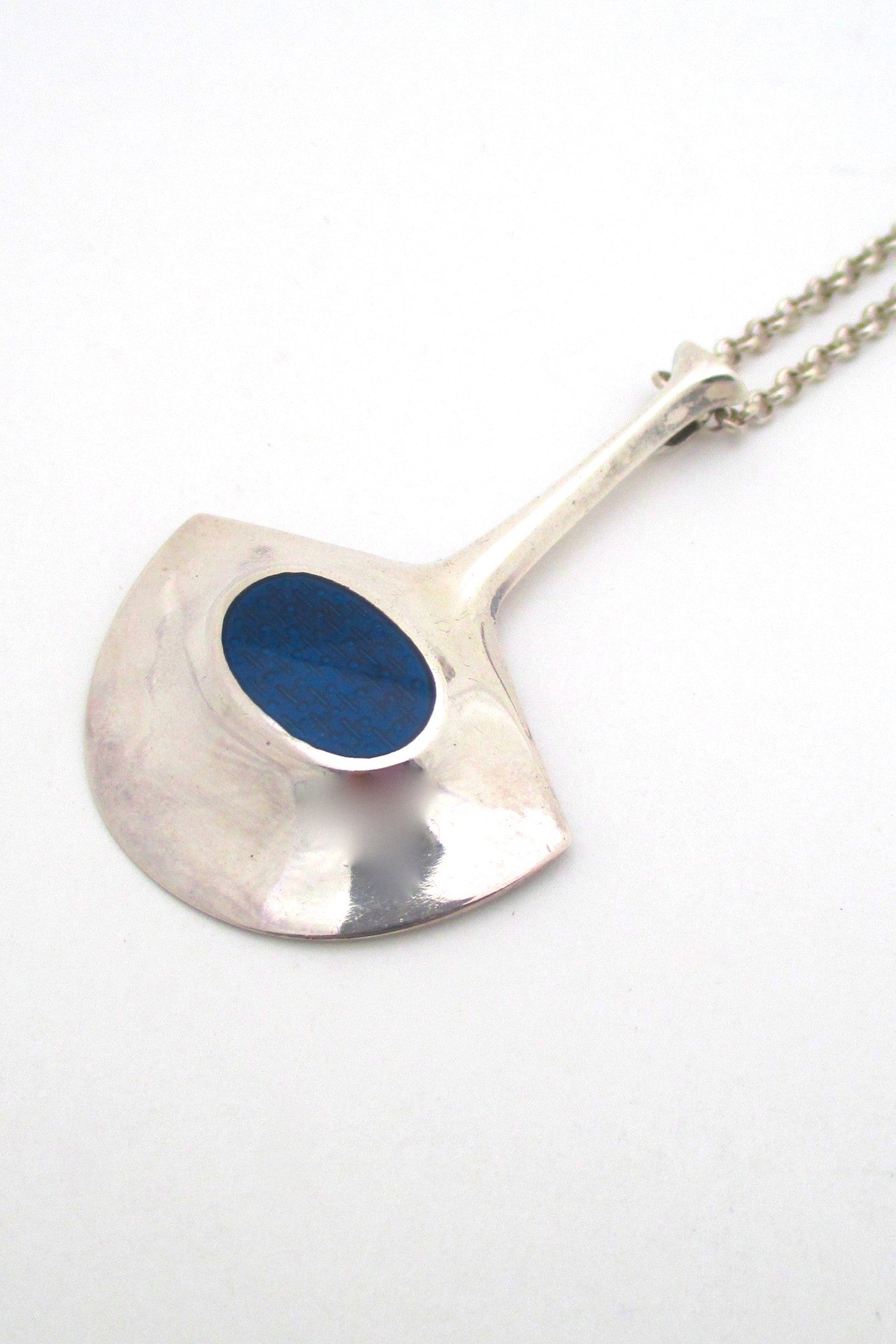 detail David Andersen Norway vintage Scandinavian Modern silver enamel pendant necklace by Bjorn Sigurd Ostern