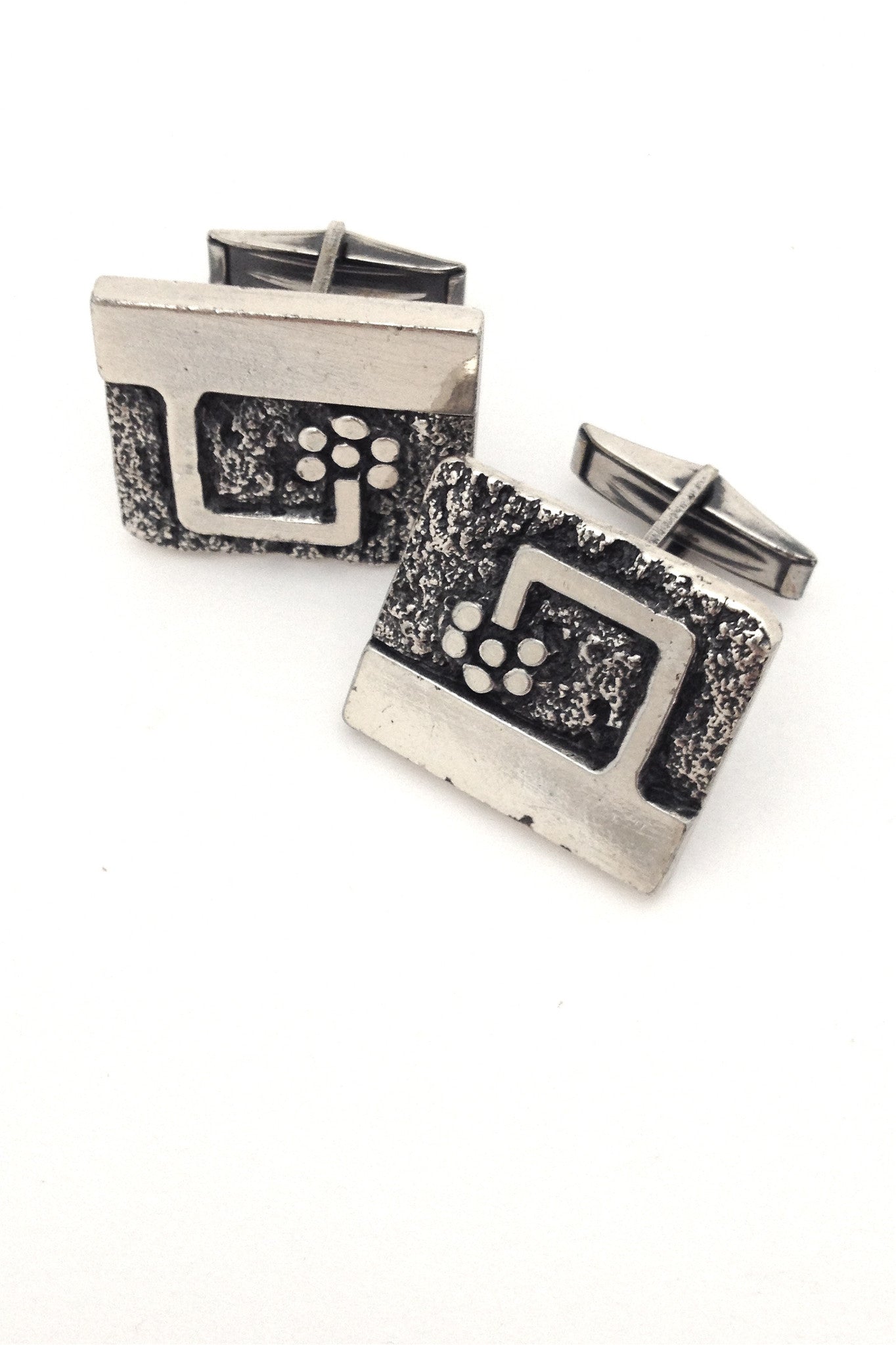 Guy Vidal Canada large brutalist pewter vintage cufflinks