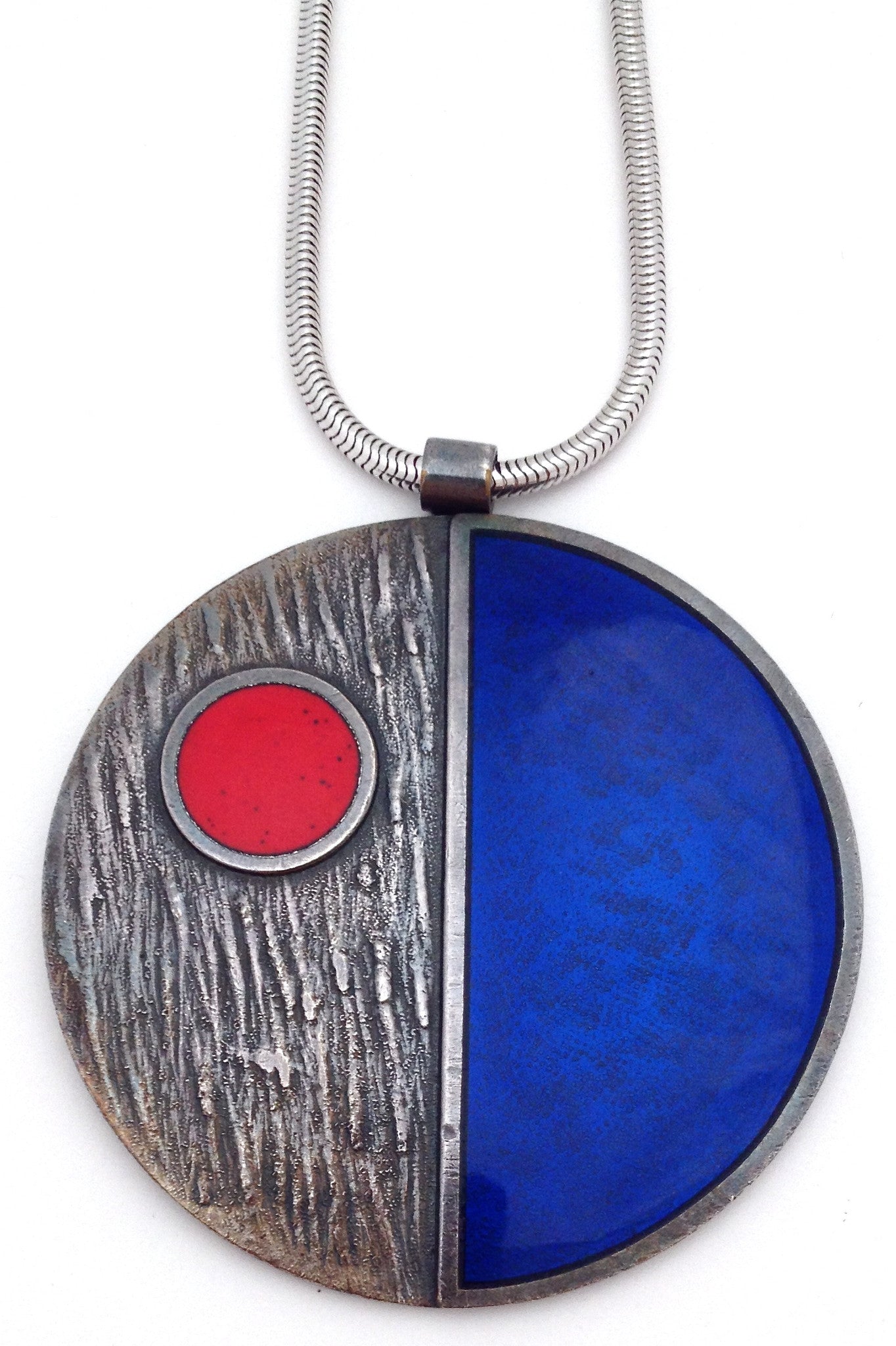 de Passille-Sylvestre Canada large vintage modernist pop art enamel necklace