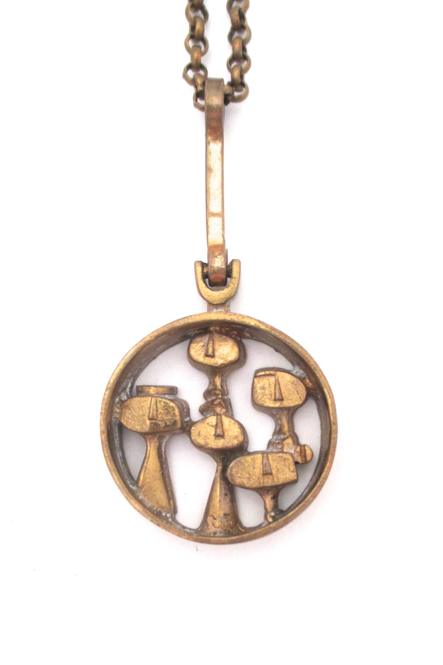 Jorma Laine 'faces in a crowd' bronze pendant necklace
