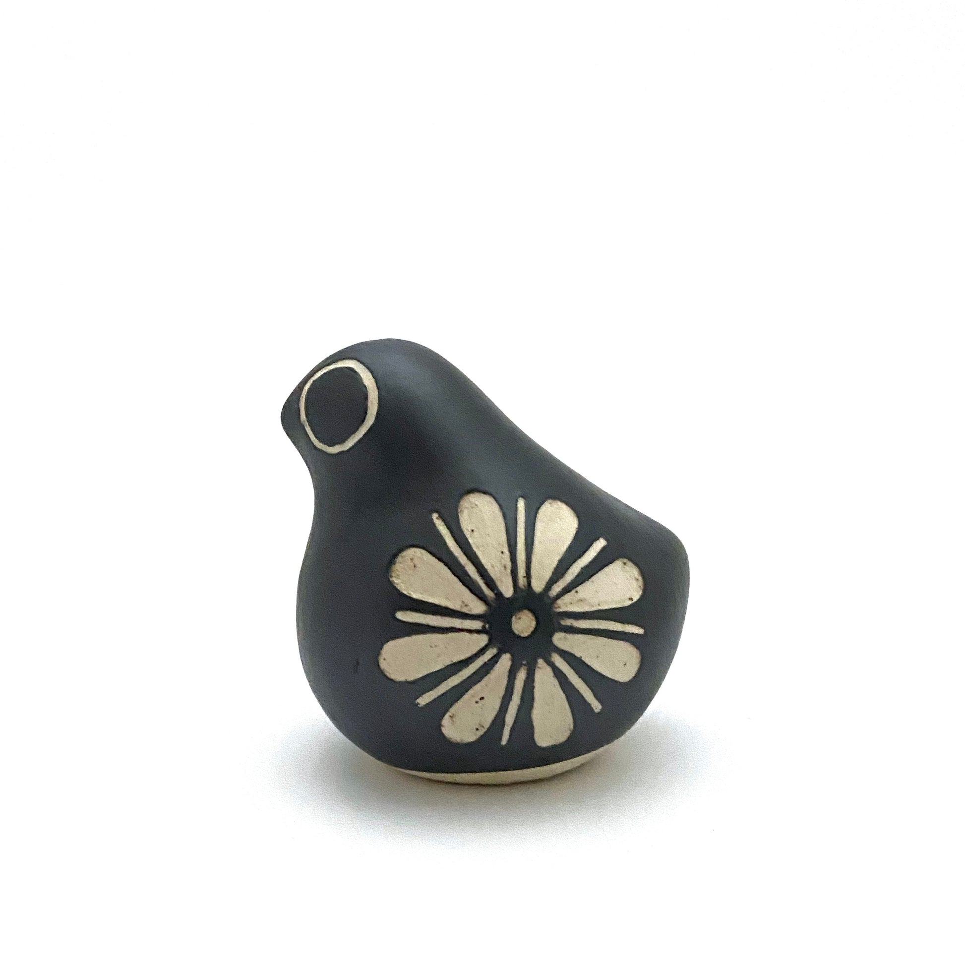 profile Strawberry Hill Pottery vintage ceramic small bird matte black glaze
