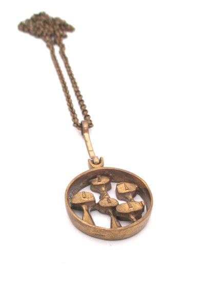 Jorma Laine 'faces in a crowd' bronze pendant necklace