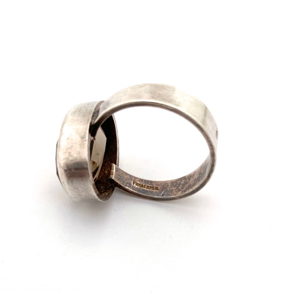 Niels From silver & faceted smoky quartz ring