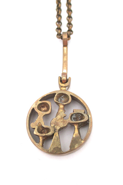 Jorma Laine 'faces in a crowd' bronze pendant necklace