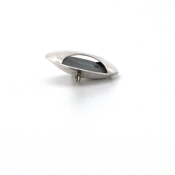 profile Kaunis Koru Finland vintage silver dimensional brooch Scandinavian Modernist jewelry design