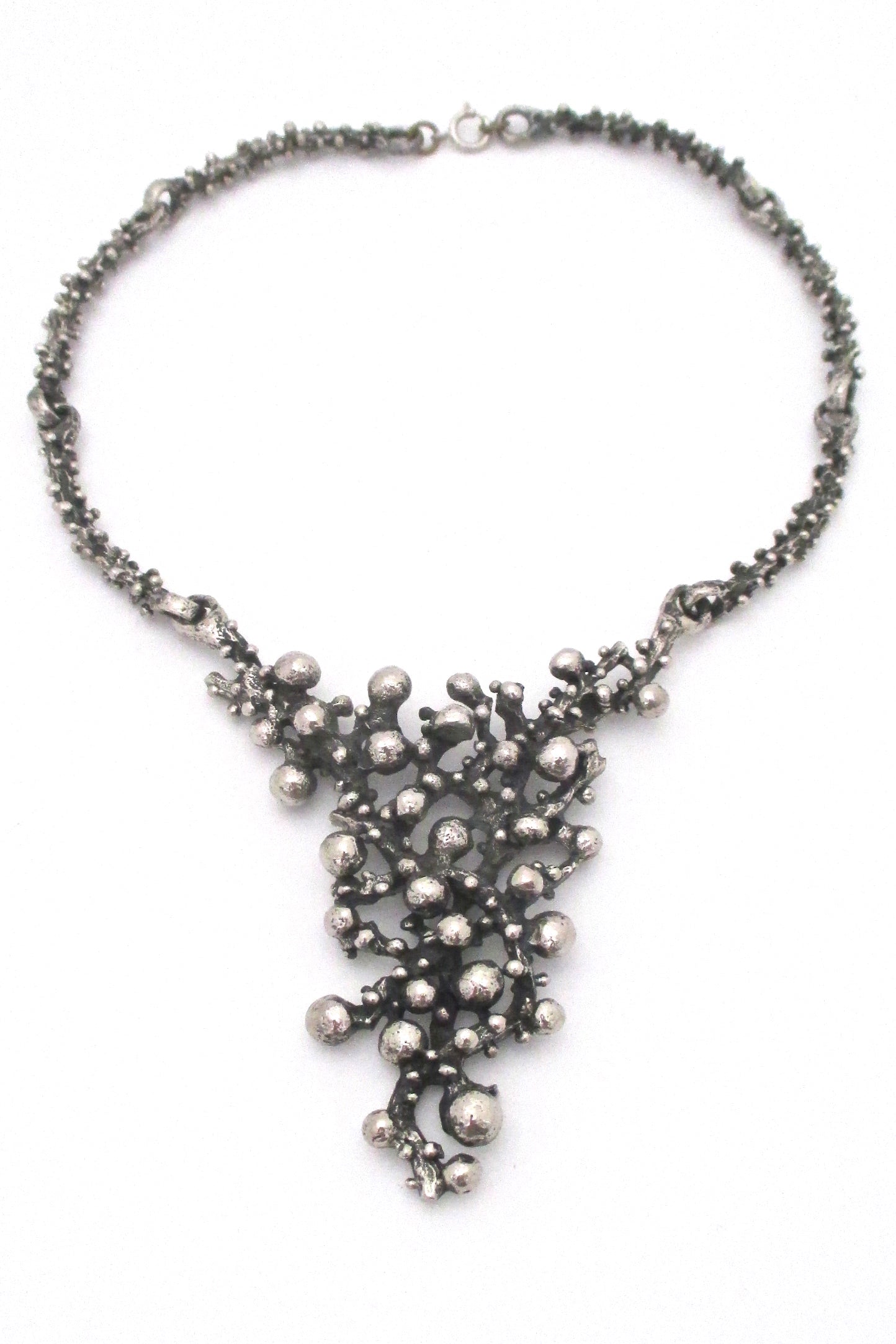 Robert Larin large brutalist pewter bib necklace
