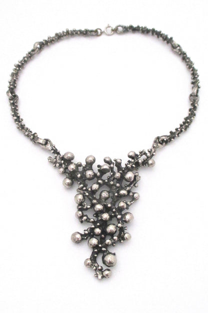 Robert Larin large brutalist pewter bib necklace