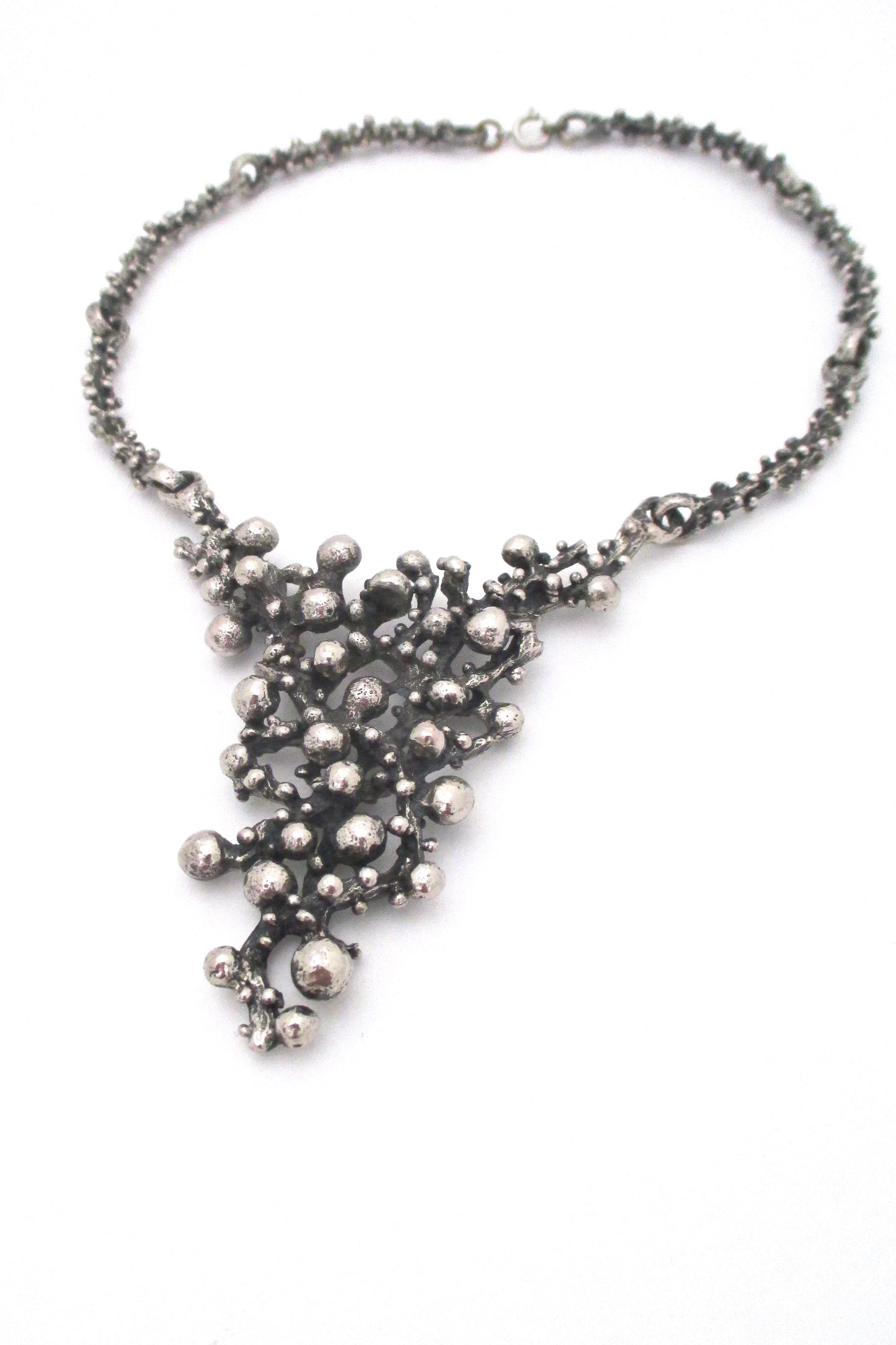 Robert Larin large brutalist pewter bib necklace