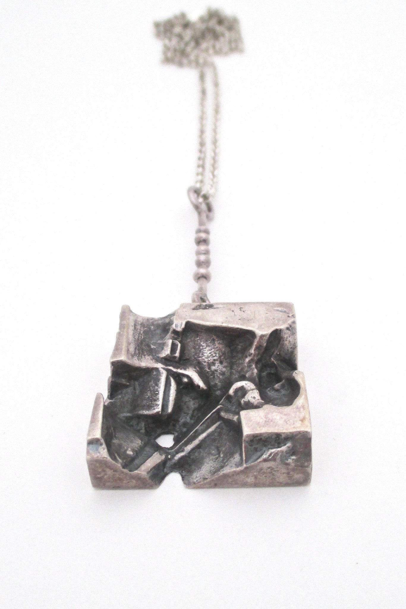 Jorma Laine for Kultateollisuus Finland vintage Scandinavian Modern silver pendant 1971