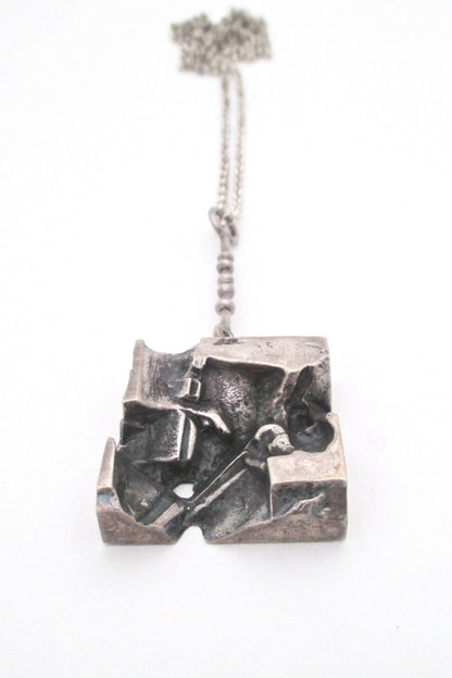 Jorma Laine for Kultateollisuus Finland vintage Scandinavian Modern silver pendant 1971