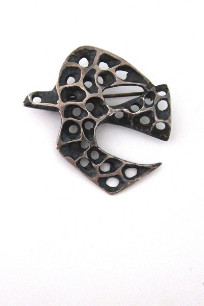 Bernard Chaudron Canadian modernist sterling silver bird brooch