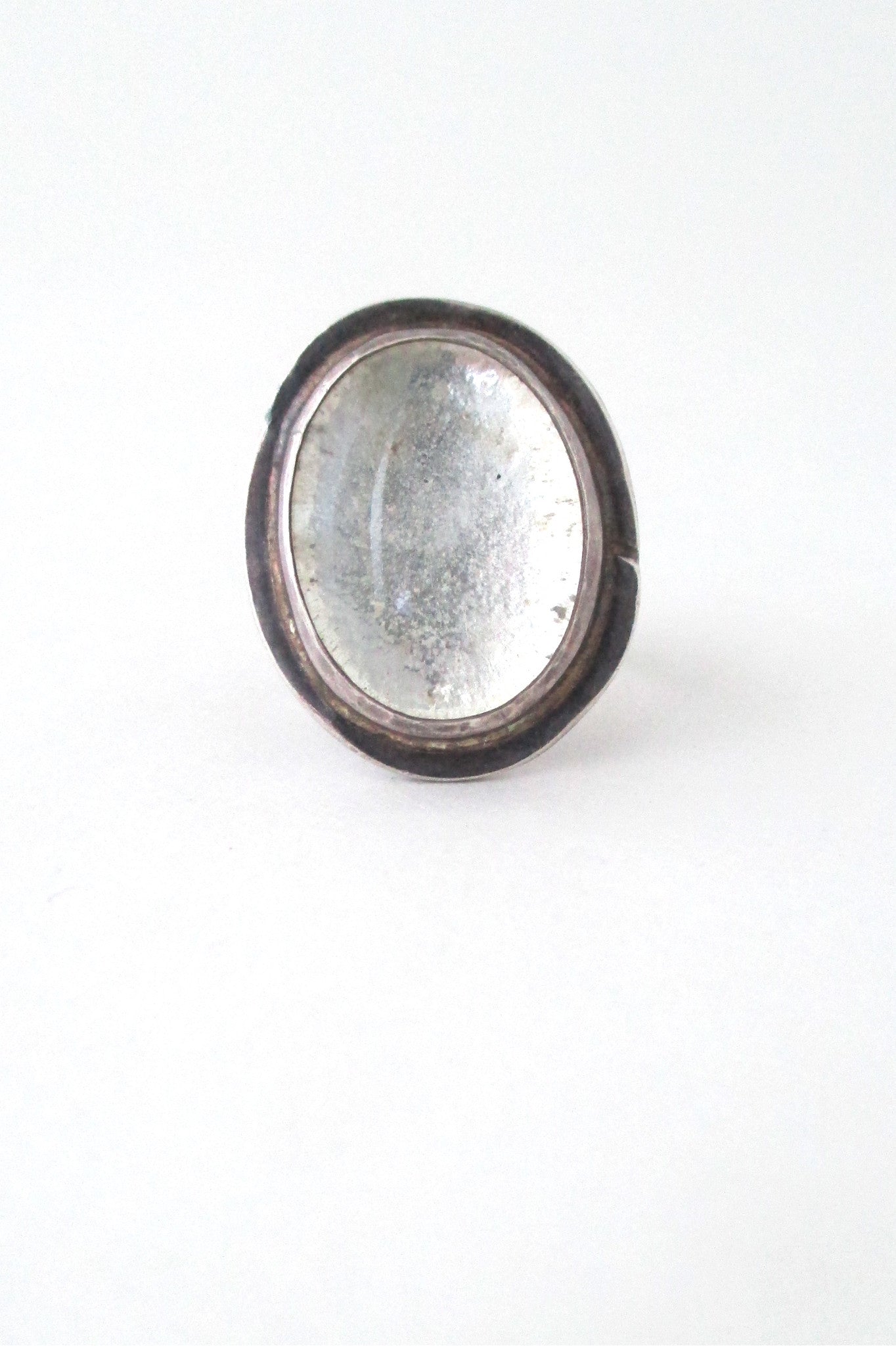 Rafael Alfandary Canada rare vintage sterling silver ring clear glass
