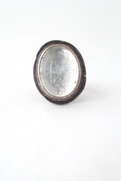 Rafael Alfandary Canada rare vintage sterling silver ring clear glass