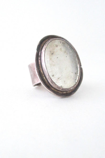 Rafael Alfandary Canada rare vintage sterling silver ring clear glass
