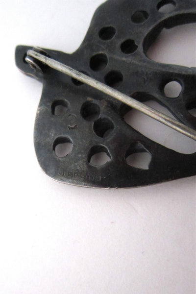 Bernard Chaudron modernist sterling bird brooch
