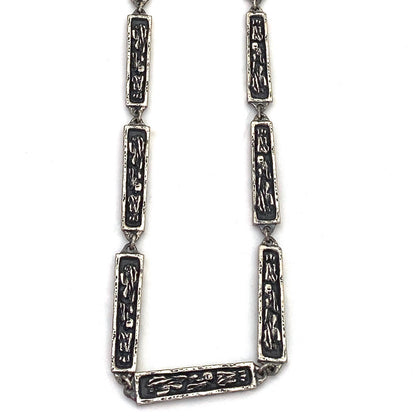 Guy Vidal two-in-one double sided brutalist pewter long link chain necklace