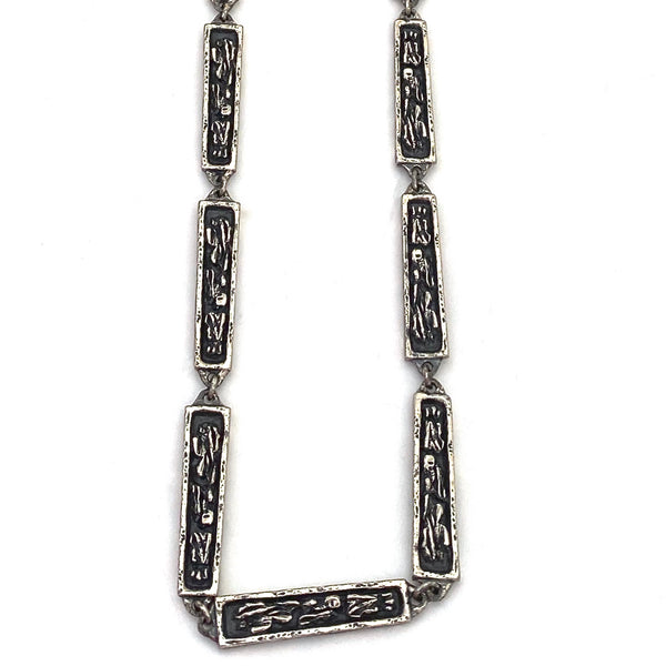 Guy Vidal two-in-one double sided brutalist pewter long link chain necklace