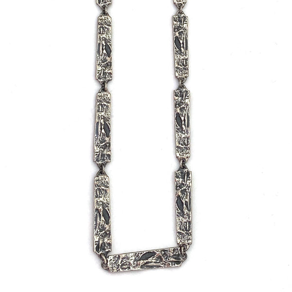 Guy Vidal two-in-one double sided brutalist pewter long link chain necklace