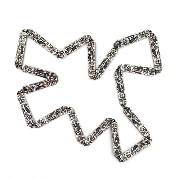Guy Vidal two-in-one double sided brutalist pewter long link chain necklace