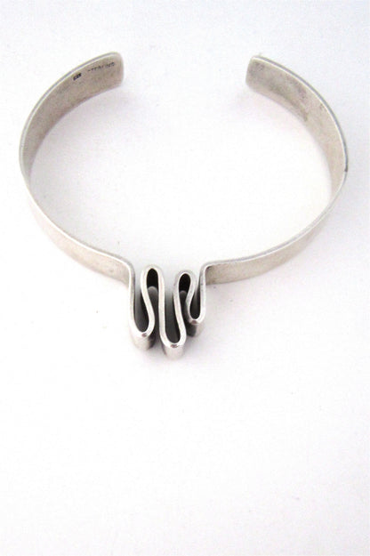 vintage modernist sterling silver heartbeat cuff bracelet