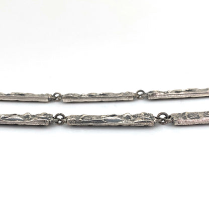 Guy Vidal two-in-one double sided brutalist pewter long link chain necklace