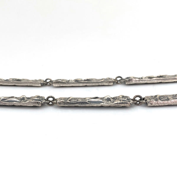 Guy Vidal two-in-one double sided brutalist pewter long link chain necklace