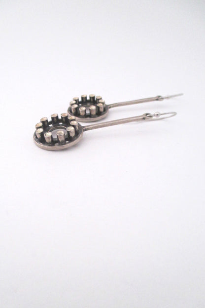 profile Uni David Andersen Scandinavian Modern vintage silver drop earrings by Marianne Berg