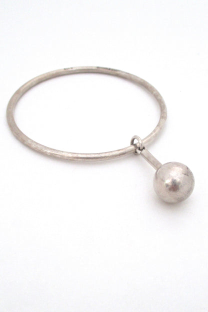 Ernst Dragsted kinetic silver drop bangle bracelet