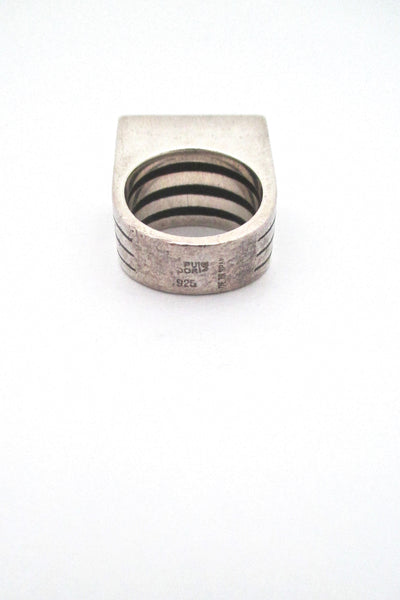 Puig Doria heavy silver & ebony striped ring