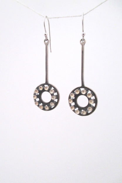 detail Uni David Andersen Scandinavian Modern vintage silver drop earrings by Marianne Berg