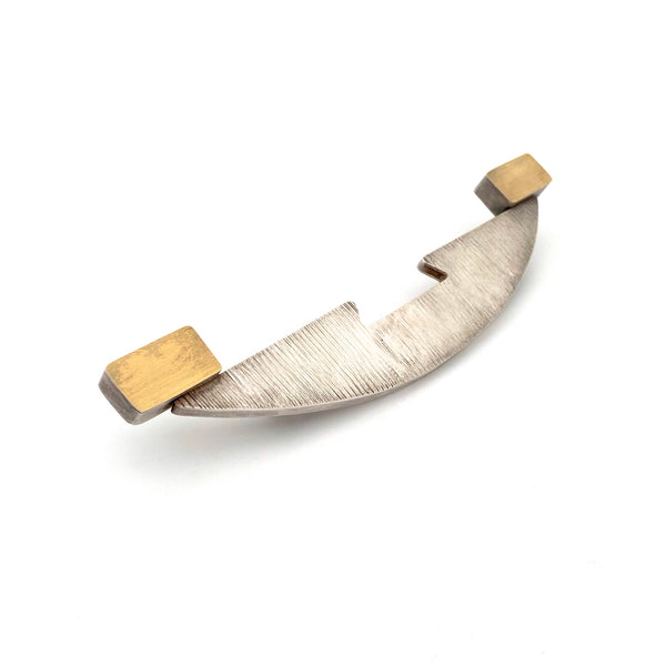 extra large silver & 22k gold postmodern "Bridge Pin" ~ Mary Hughes