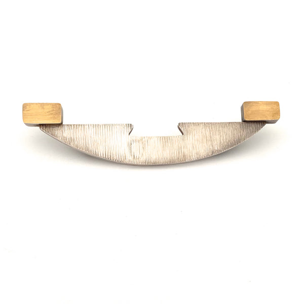 extra large silver & 22k gold postmodern "Bridge Pin" ~ Mary Hughes