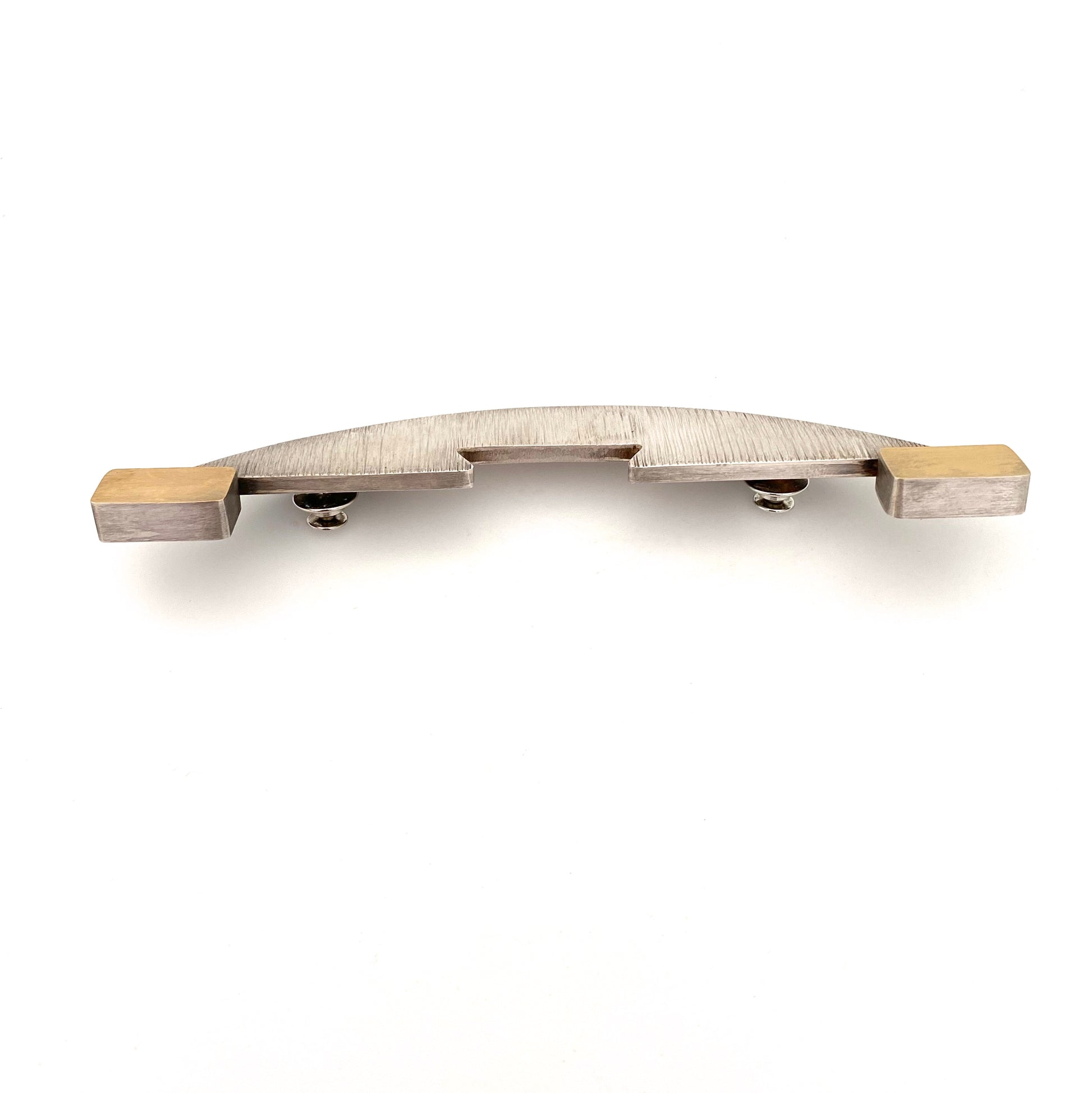 profile Mary Hughes USA vintage silver 22k gold large Bridge Pin brooch Postmodern jewelry design 1980s