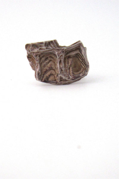 vintage modernist sterling silver exposed bark ring Sheffield 1969