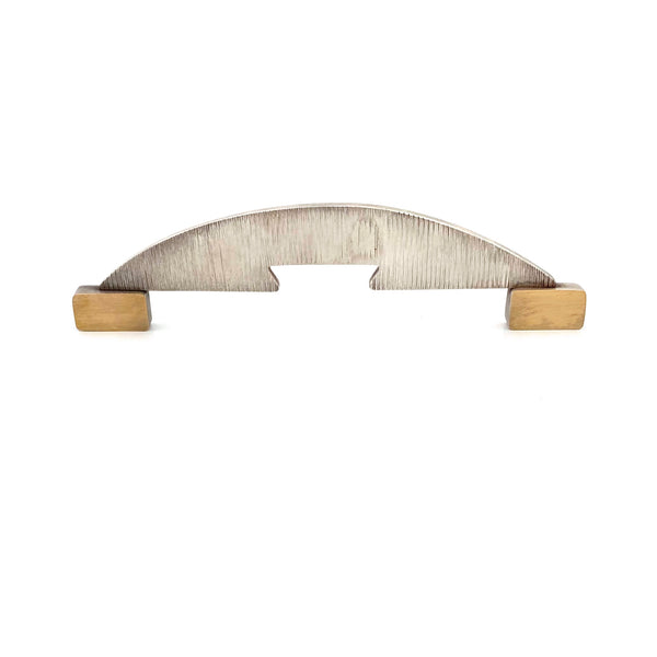 extra large silver & 22k gold postmodern "Bridge Pin" ~ Mary Hughes