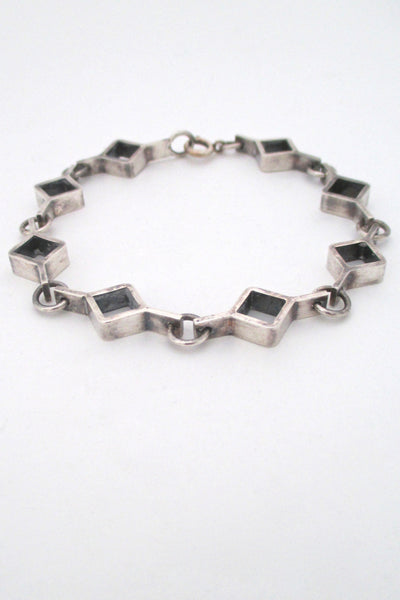 top Jorma Laine for Kultateollisuus Finland vintage Scandinavian modern silver bracelet Nordic design