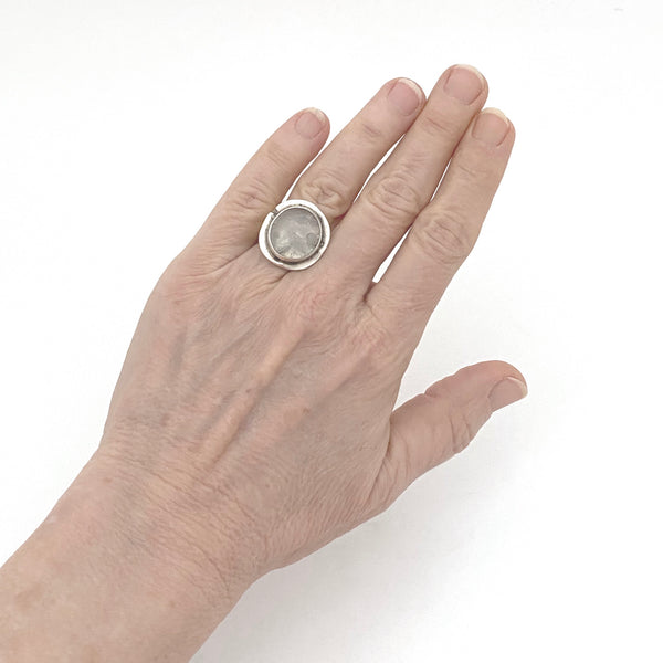 Rafael Canada sterling silver ring ~ clear cabochon