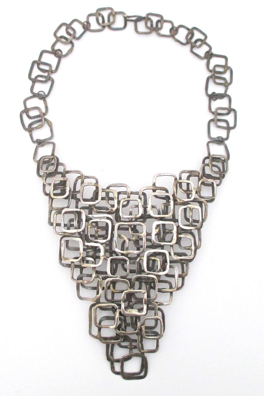 mid century modern studio made sterling silver large necklace statement piece