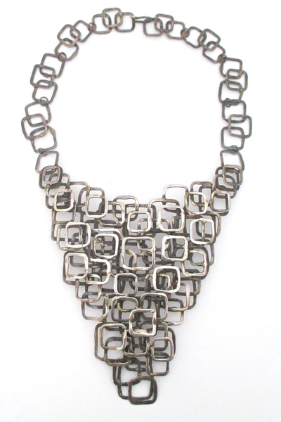 mid century modern studio made sterling silver large necklace statement piece